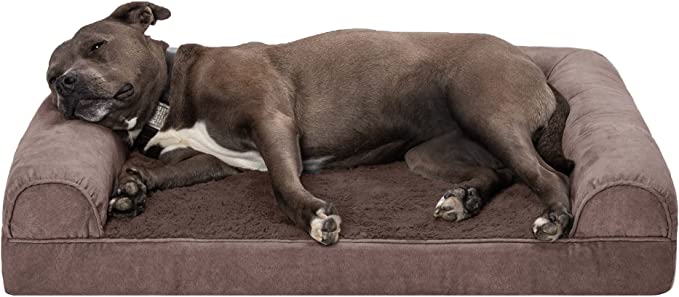Furhaven Large Orthopedic Dog Bed Faux Fur & Velvet Sofa