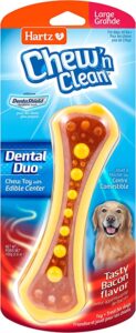 Hartz Chew 'n Clean Dental Duo Bacon Flavored Dental Dog Chew Toy