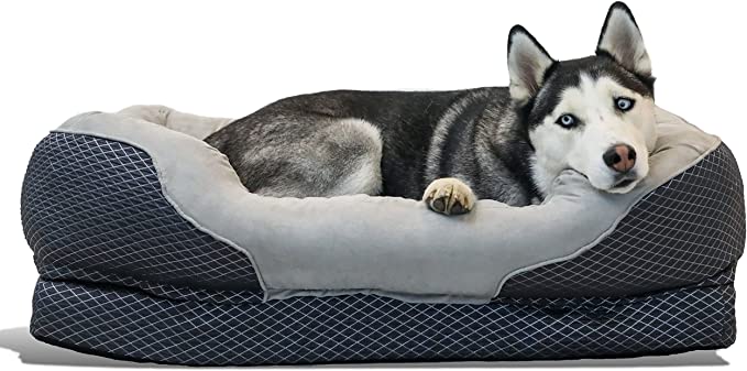 BarksBar Snuggly Sleeper Large Gray Diamond Orthopedic Dog Bed
